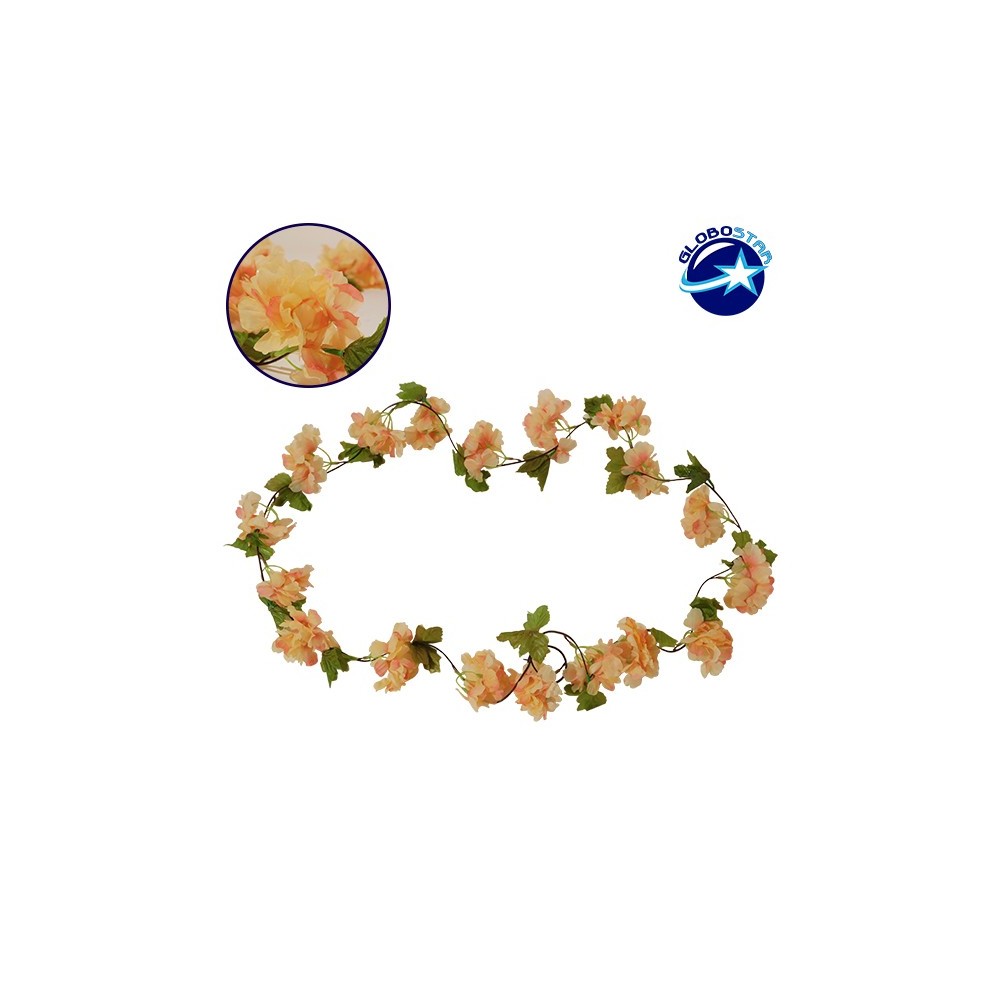 GloboStar® 09022 Τεχνητό Κρεμαστό Φυτό Διακοσμητική Γιρλάντα Μήκους 2.2 μέτρων με 18 X Άνθη Κερασιάς Σομόν